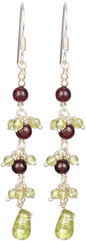 Peridot Beaded Earrings with Garnet