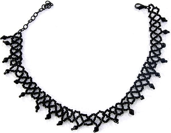 Black Beaded Collar Necklace