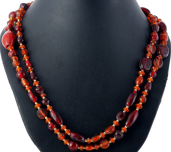 Orange Two-strand Beaded Necklace