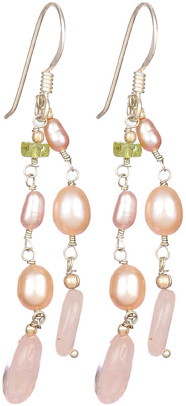 Gemstone Earrings (Peridot, Pearl and Rose Quartz)