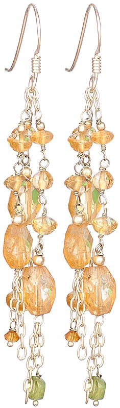 Faceted Citrine and  Peridot Earrings