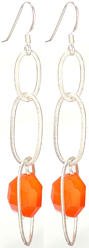 Faceted Carnelian Hoops Earrings