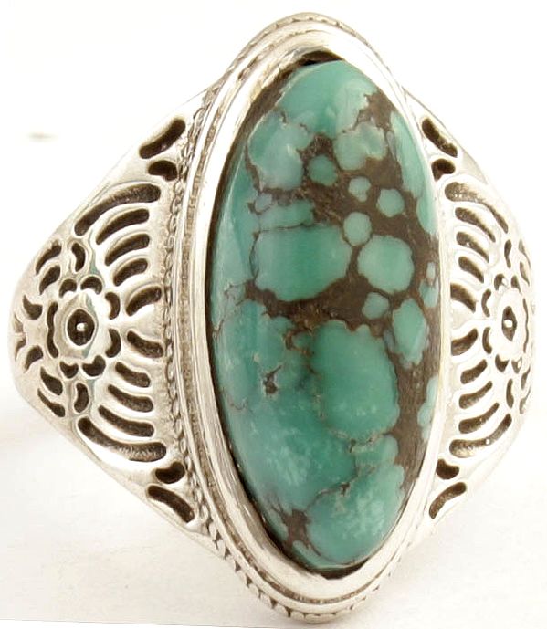 Spider's Web Turquoise Ring