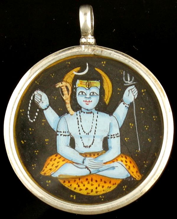Lord Shiva Double-sided Pendant with Trident on Reverse