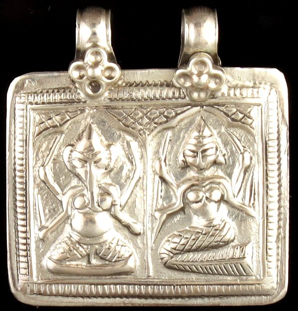 Sterling Lakshmii and  Ganesh Pendant