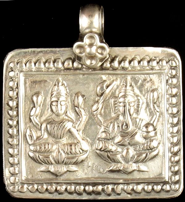 Sterling Lakshmi and Ganesha Pendant