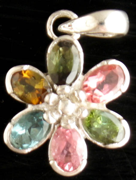 Multi-color Tourmaline Flower Pendant