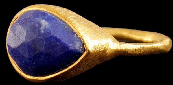Faceted Lapis Lazuli Gold Plated  Ring