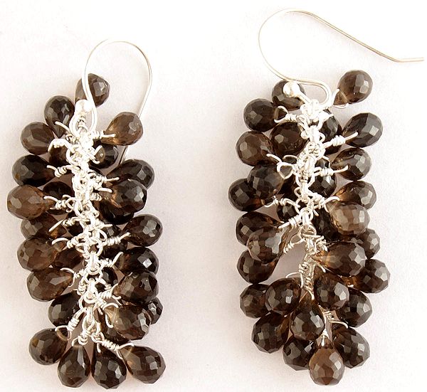 Faceted Smoky Quartz Bunch Earrings