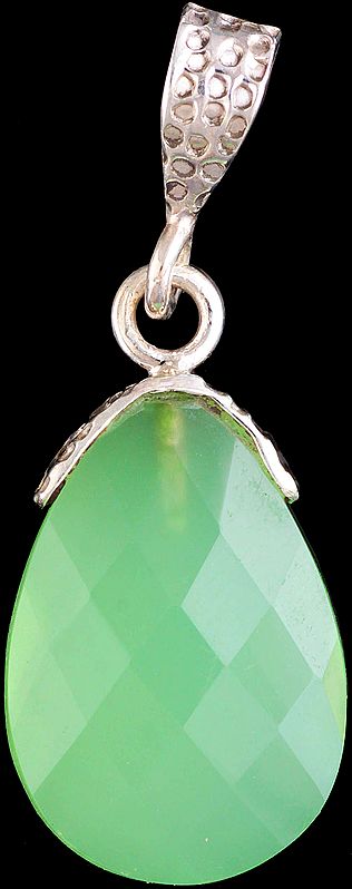 Faceted Green Chalcedony Pendant