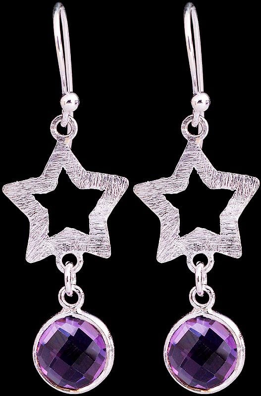 Faceted Amethyst Earrings with Sterling Star