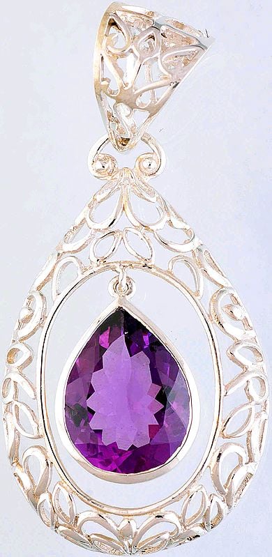 Faceted Amethyst Pendant with Lattice