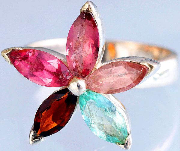 Pink Tourmaline Marquis Ring with BT and Garnet