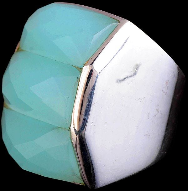 Faceted Peru Chalcedony Large Men's Ring