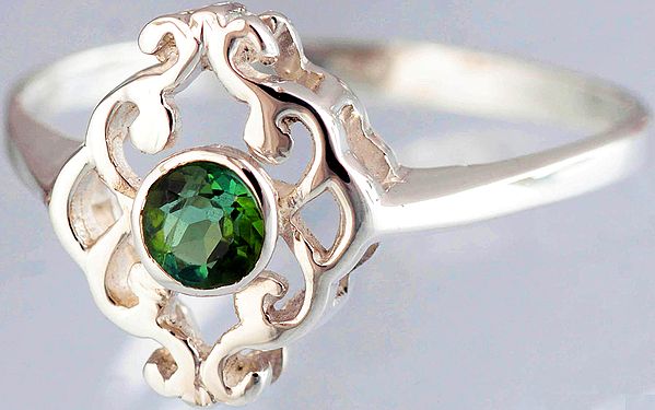 Faceted Green Tourmaline Ring