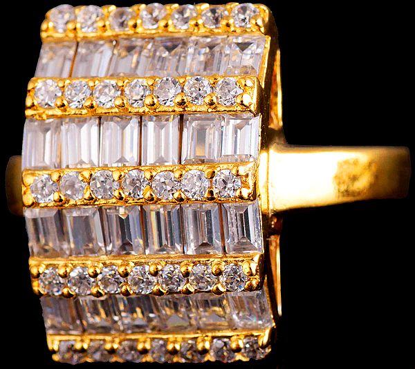 CZ Gold Plated Ring | Sterling Silver Jewelry
