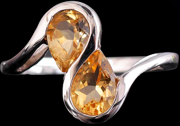 Faceted Twin Citrine Ring