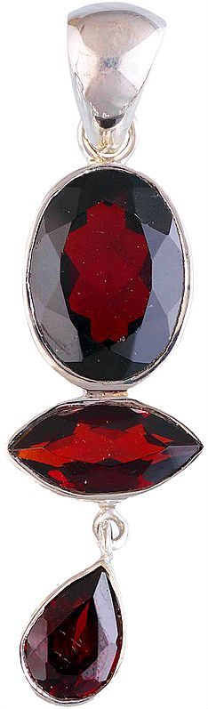 Faceted Garnet Pendant with Charm