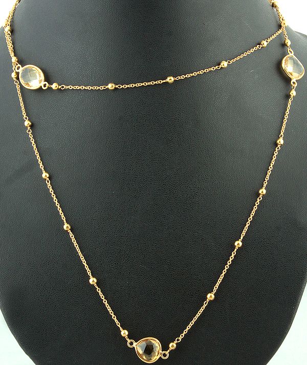 Faceted Citrine Gold Plated Necklace
