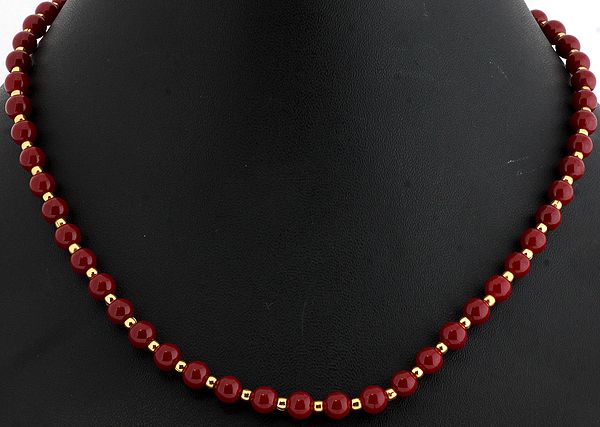 Faux Ruby Beaded Pendant Chain