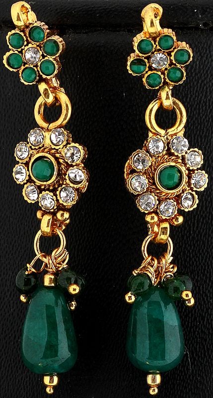 Faux Emerald Polki Earrings
