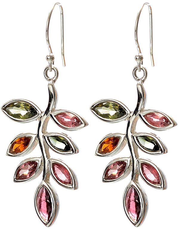 Faceted Tourmaline Leaves Earrings