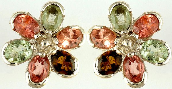 Faceted Tourmaline Flower Earrings