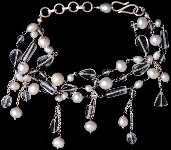 Pearl and Crystal Bracelet with Charm