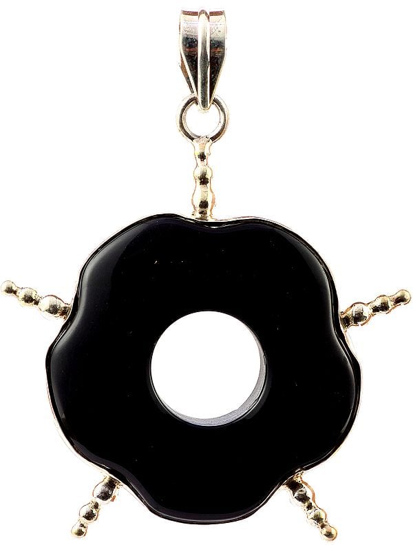Black Onyx Donut Pendant with Spikes