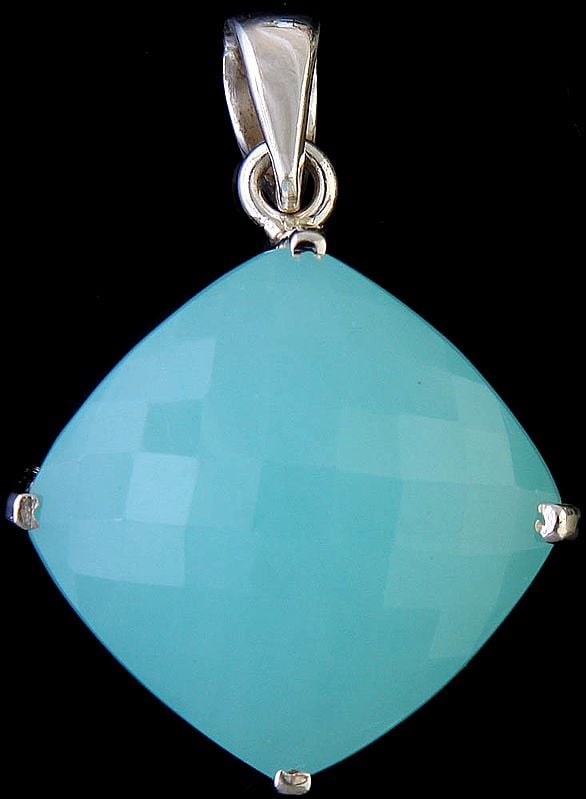 Faceted Peru Chalcedony Pendant