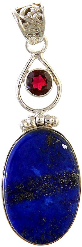 Lapis Lazuli Pendant with Faceted Garnet