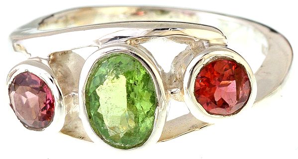 Faceted Triple Tourmaline Ring