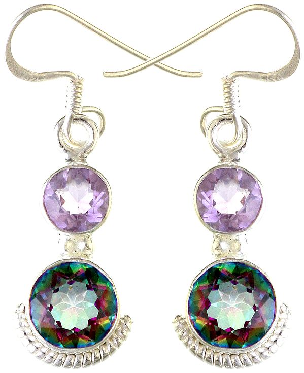 Faceted Mystic Topaz Earrings with Faceted Amethyst
