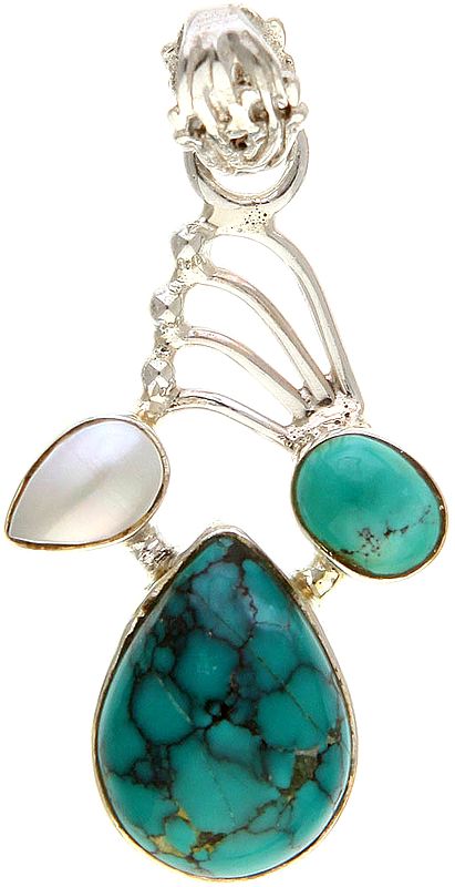 Turquoise Pendant with Pearl