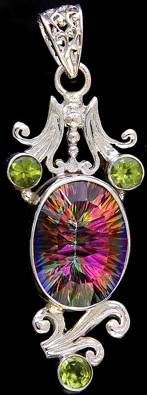 Mystic Topaz Pendant with Faceted Peridot
