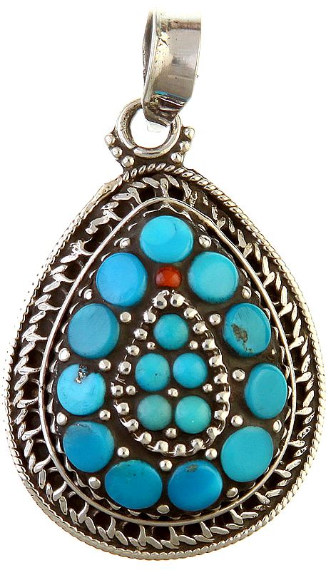Turquoise Pendant with Coral