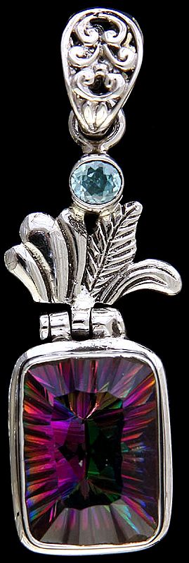Mystic Topaz Pendant with Faceted Blue Topaz