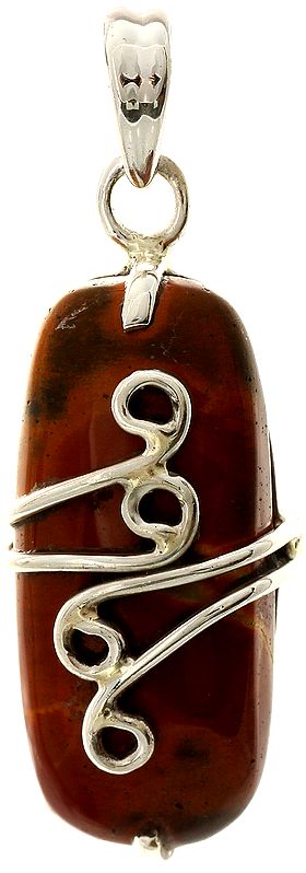 Red Jasper Pendant with Sterling Band