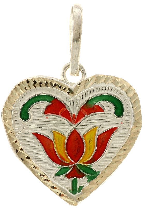 Lotus Valentine Pendant with Meenakari