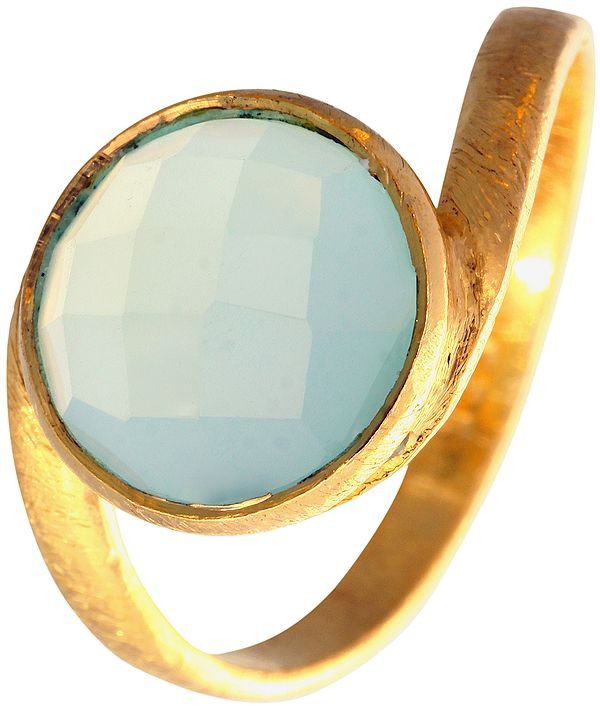 Faceted Peru Chalcedony Gold Plated Ring