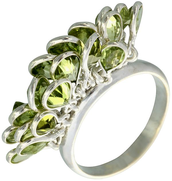 Faceted Peridot Bunch Ring