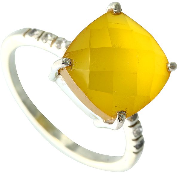 Faceted Yellow Chalcedony Ring