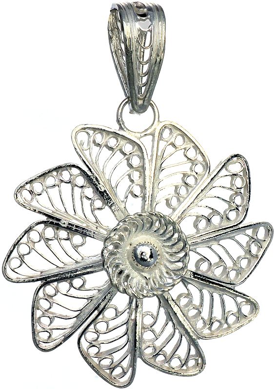 Sterling Filigree Flower Pendant