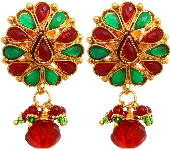 Faux Ruby and Emerald Earrings
