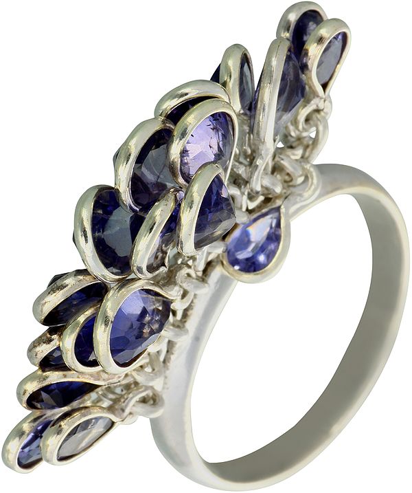Faceted Iolite Bunch Ring