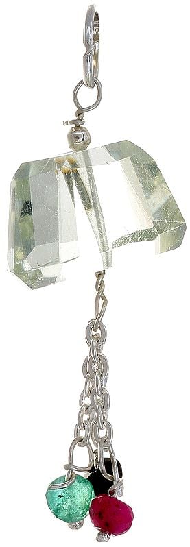 Faceted Green Amethyst Pendant with Charm