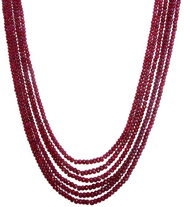 Six Strand Faceted Ruby Necklace
