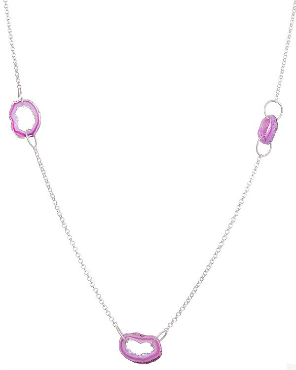 Pink Drusy Long Necklace
