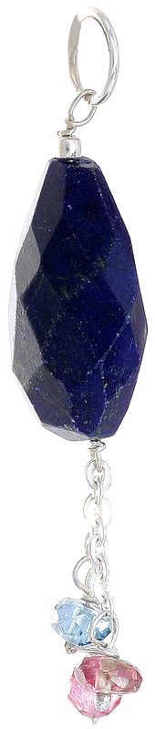 Faceted Lapis Lazuli Pendant with Tourmaline