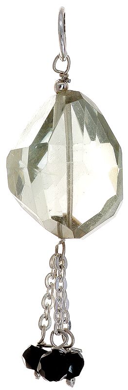 Faceted Green Amethyst Tumble Pendant with Black Onyx